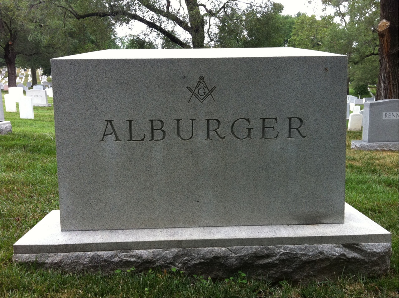 Back of headstone — Ralph Alburger