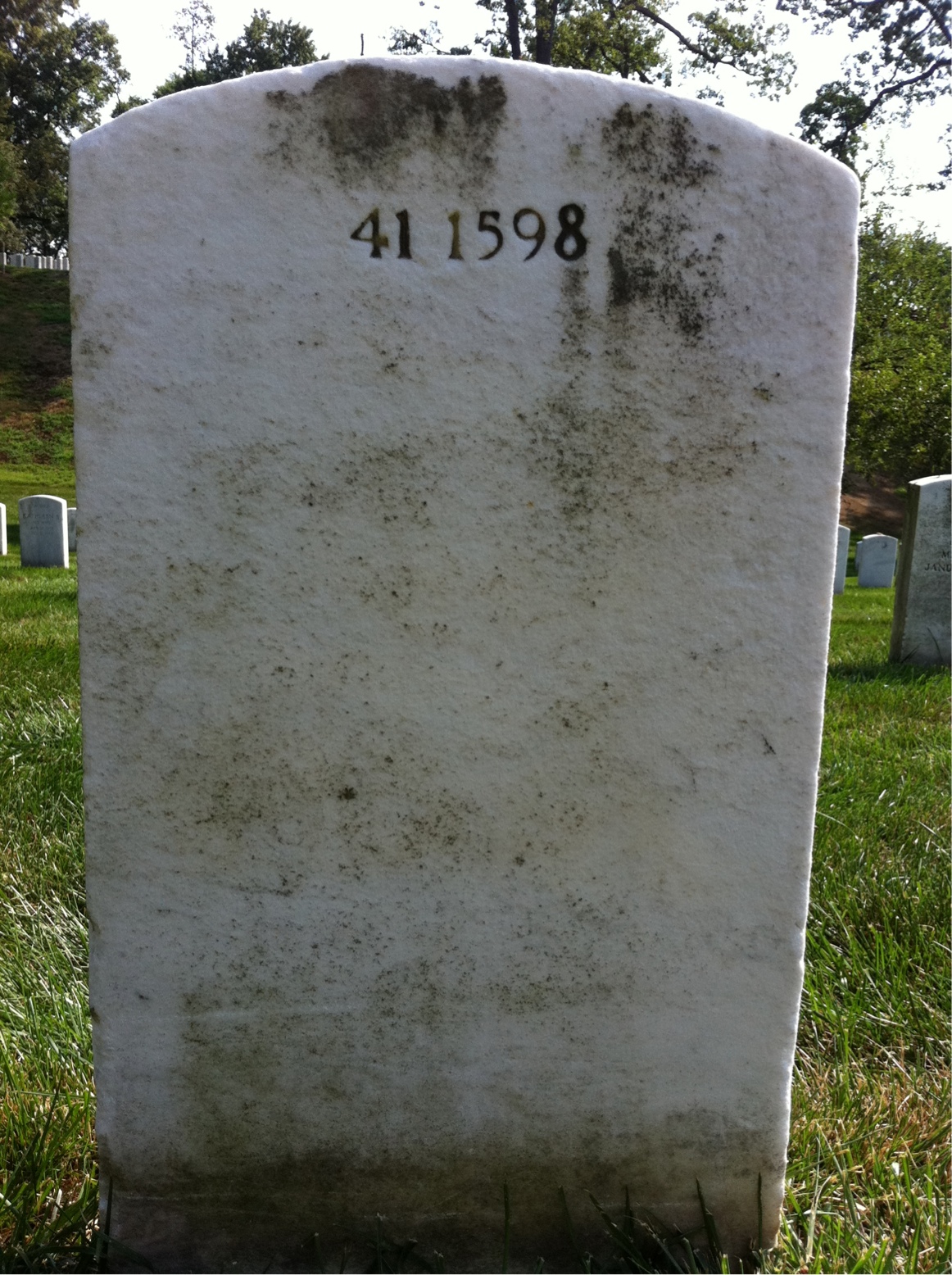 Back of headstone — Hubert Arnett