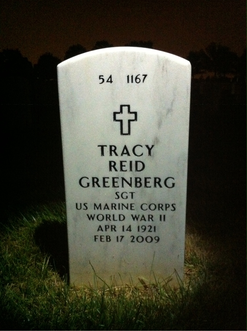 Back of headstone — Jerome Greenberg