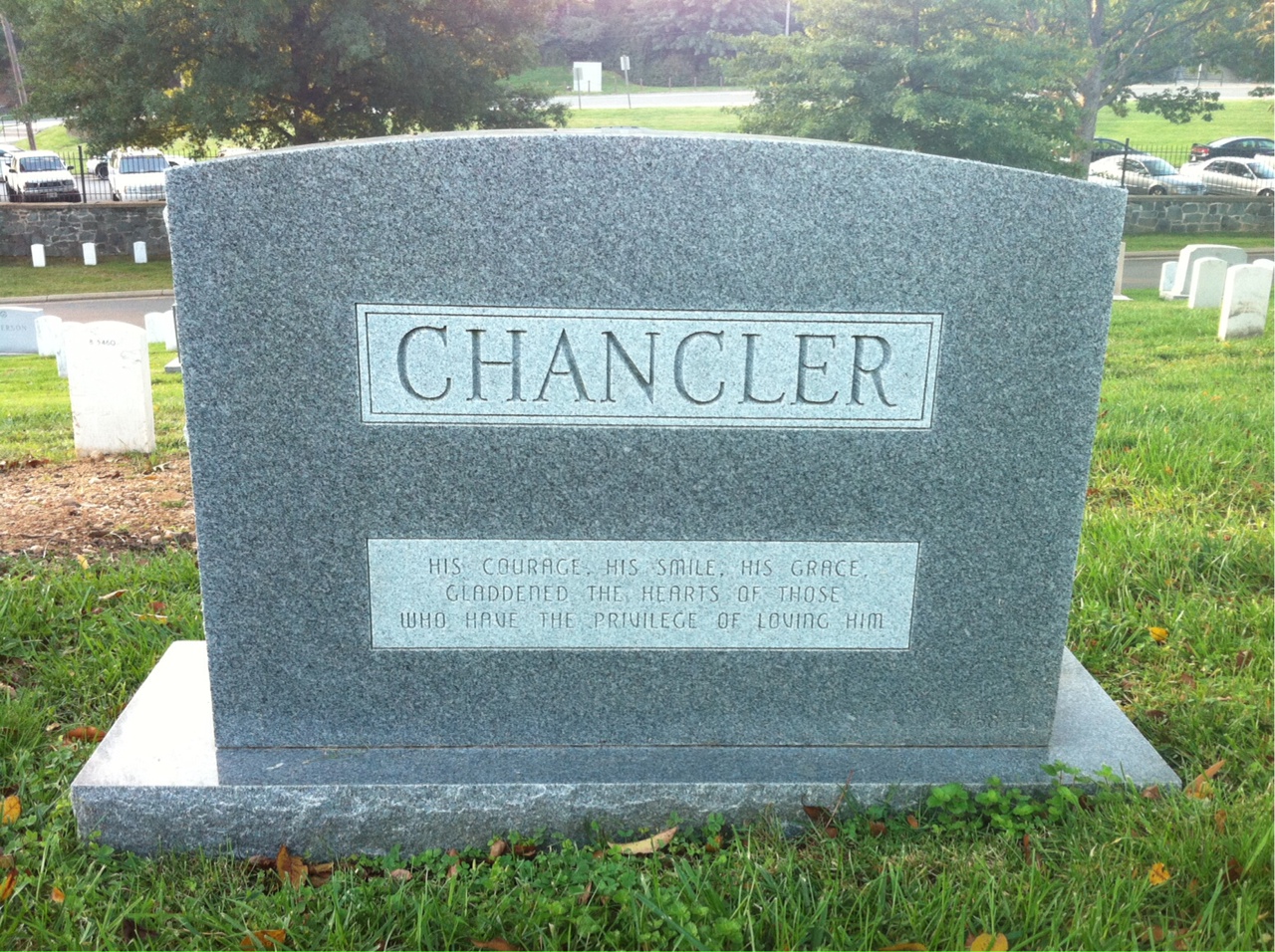 Back of headstone — Robert Thomas Chancler