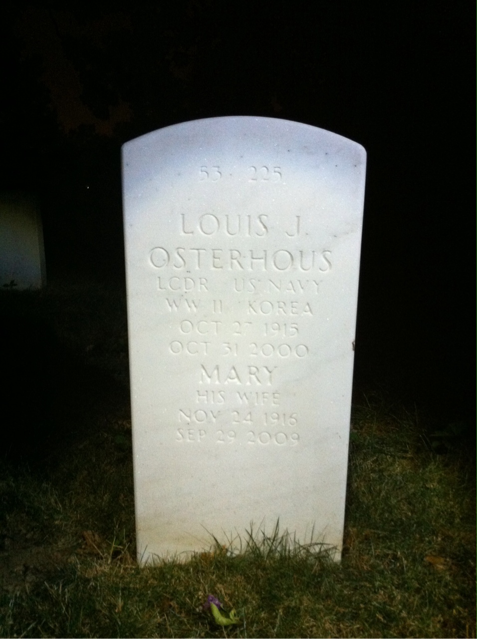 Back of headstone — John Osterhous