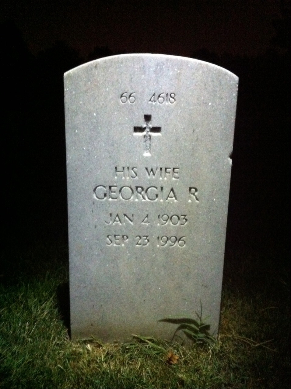 Back of headstone — Dewey M Stowers