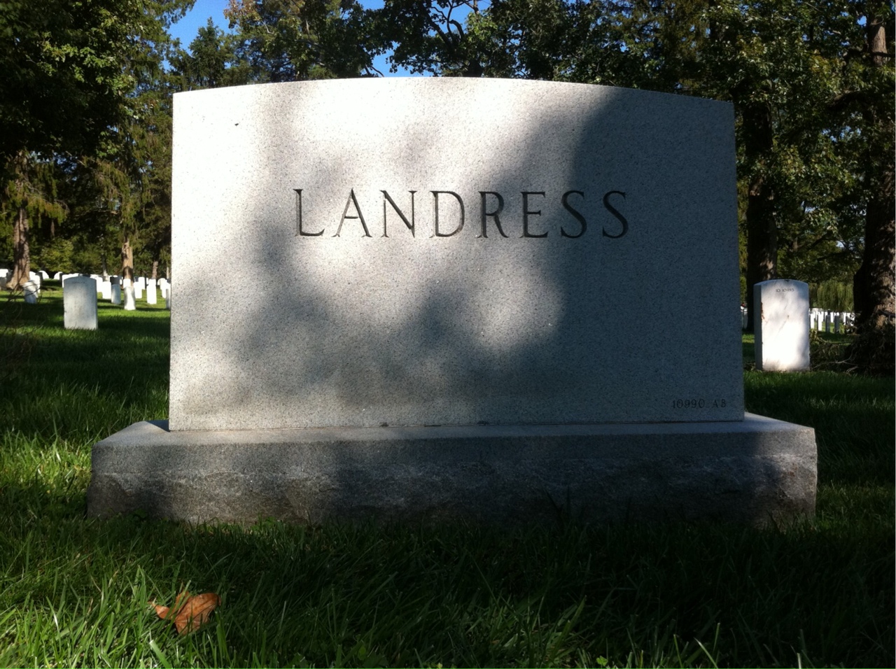Back of headstone — James Landress