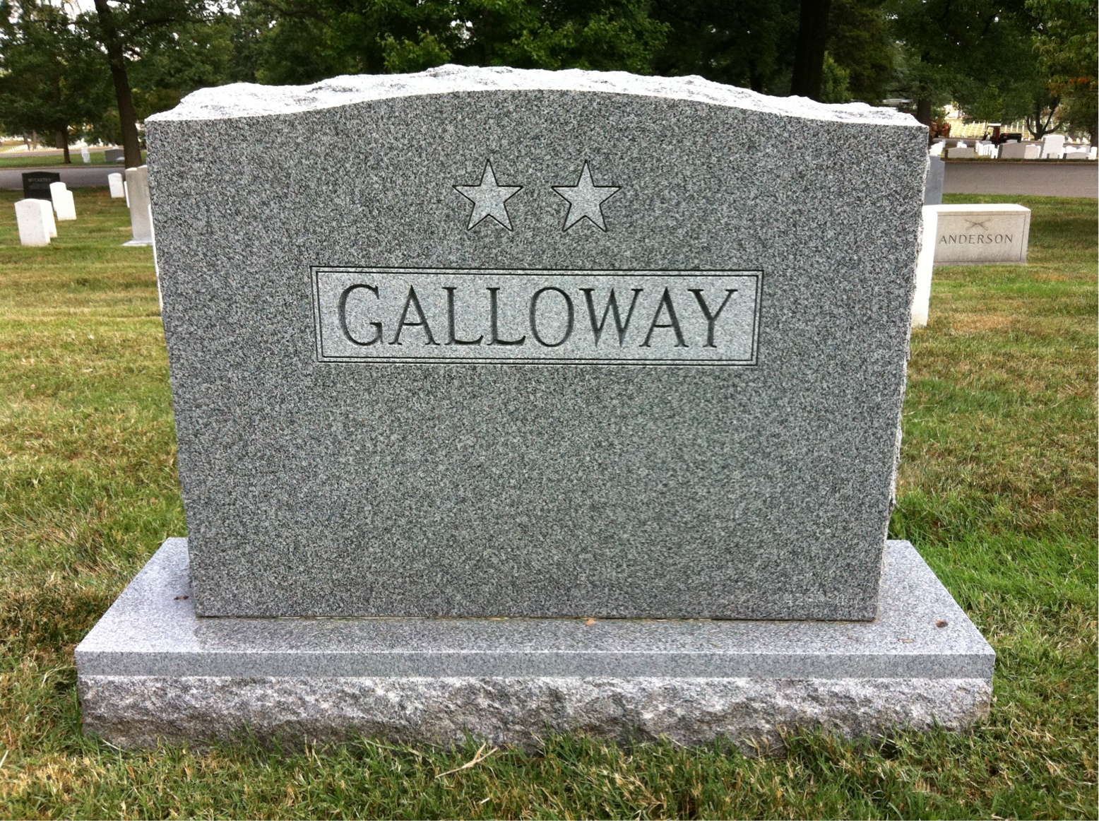 Back of headstone — James Galloway