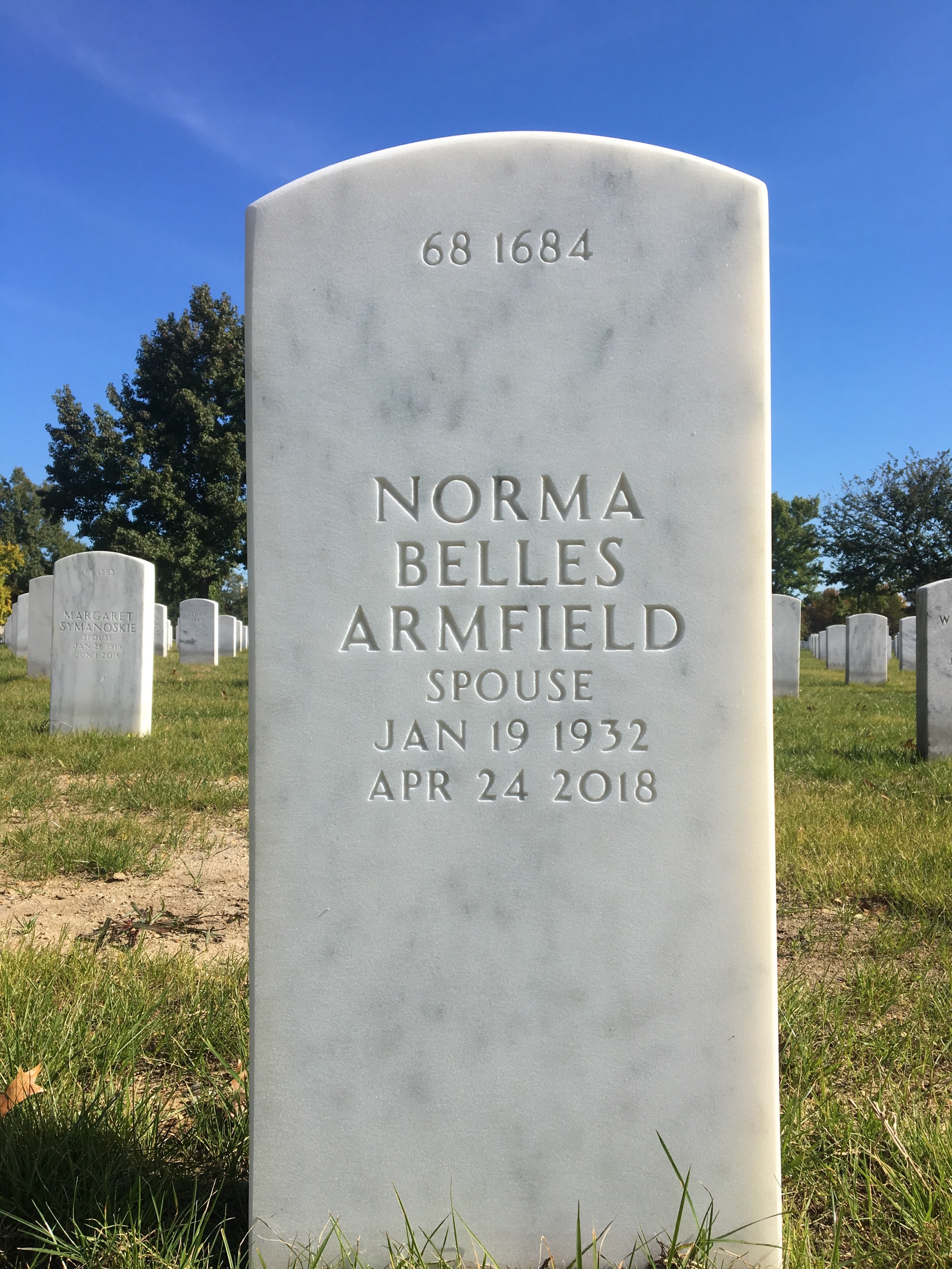 Back of headstone — Alfred Armfield