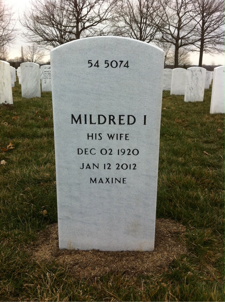 Back of headstone — Jack Harrington