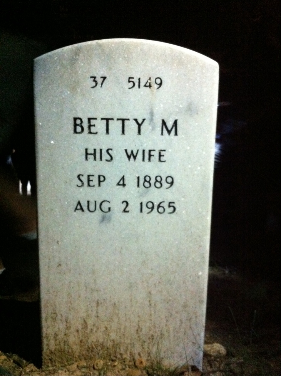 Back of headstone — Thomas Mack