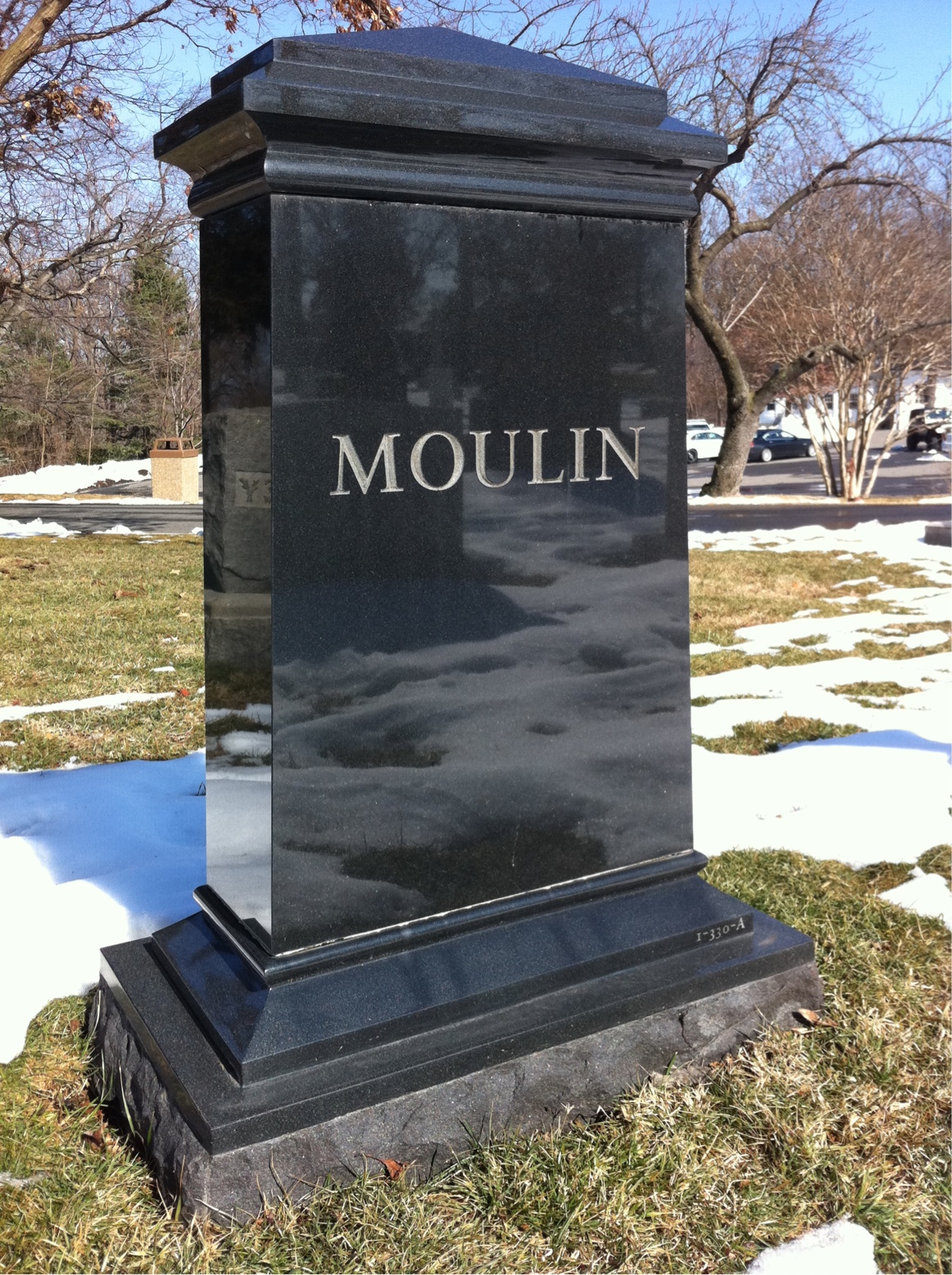 Back of headstone — Francis Moulin