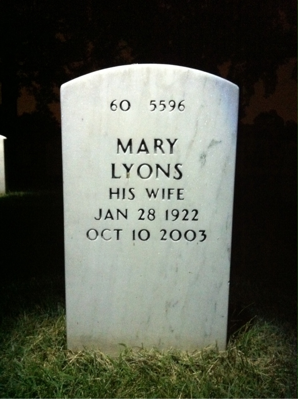 Back of headstone — Carmen Mittica