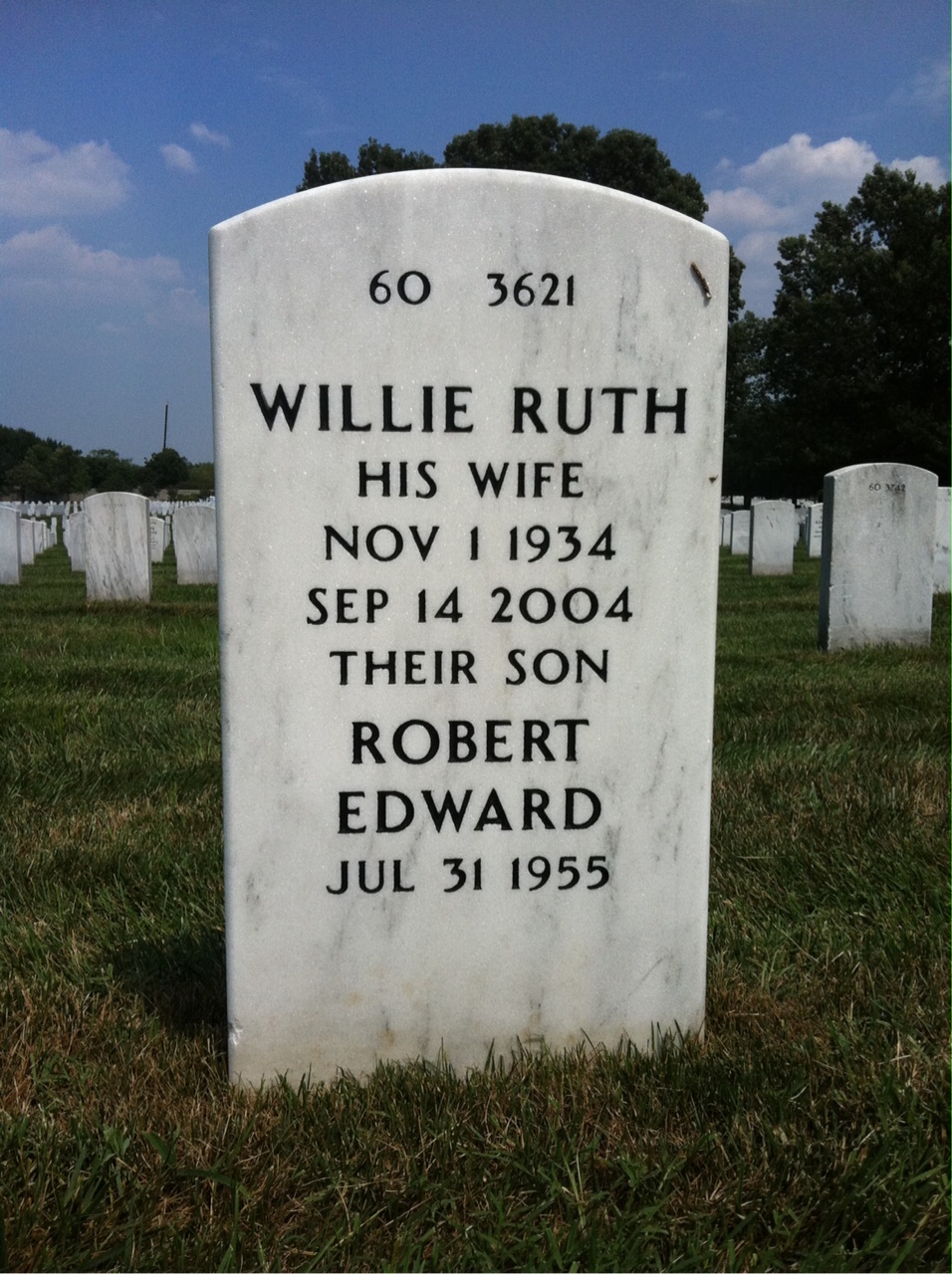Back of headstone — Bobby Primm