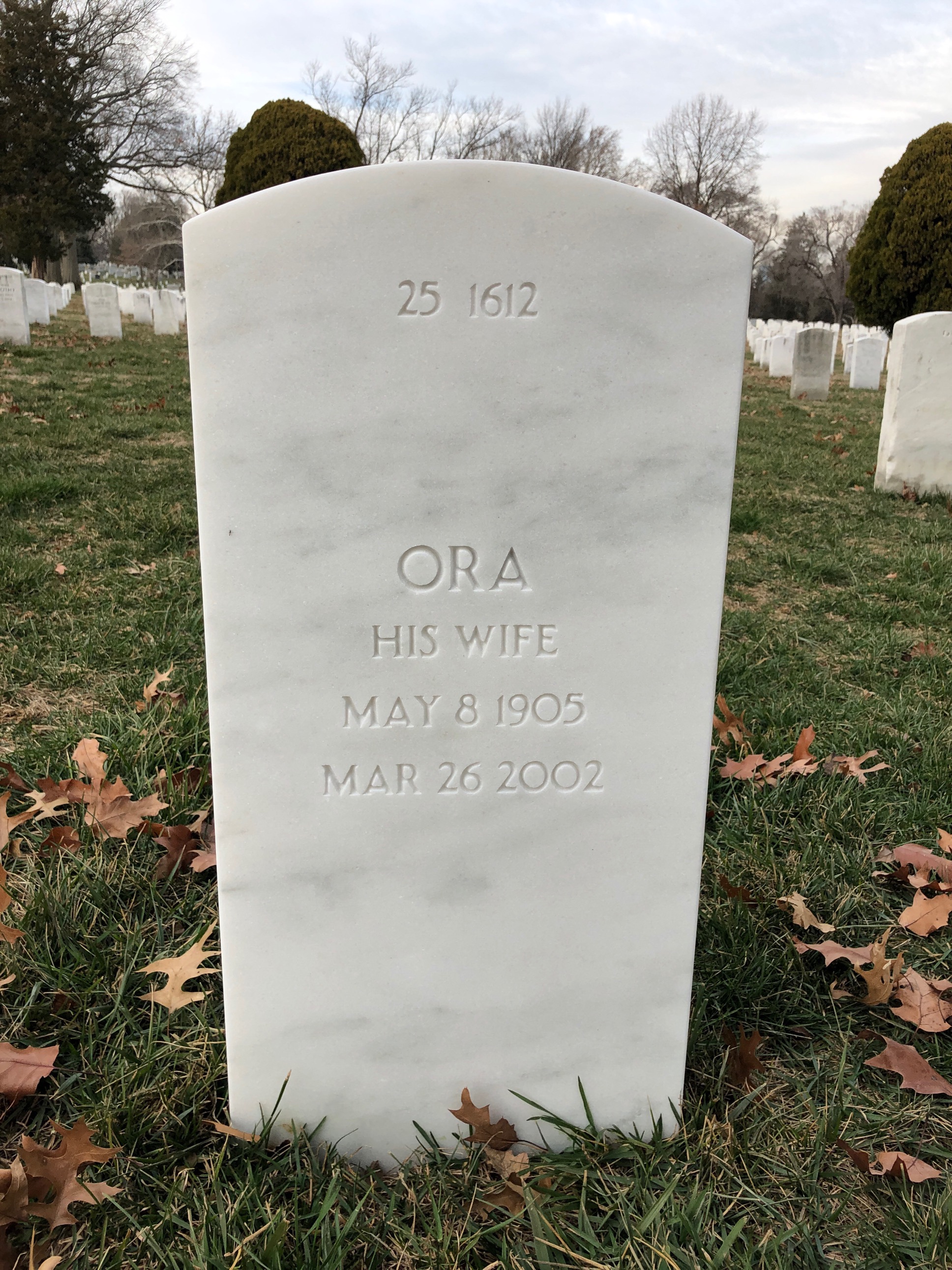 Back of headstone — Willie Wooten