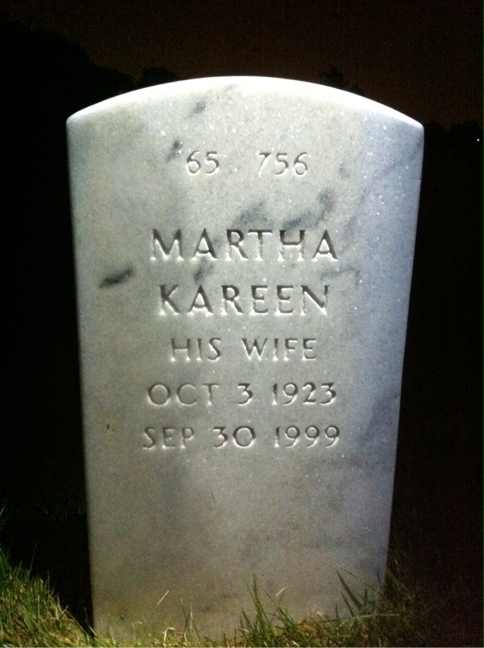 Back of headstone — Marvin Glass