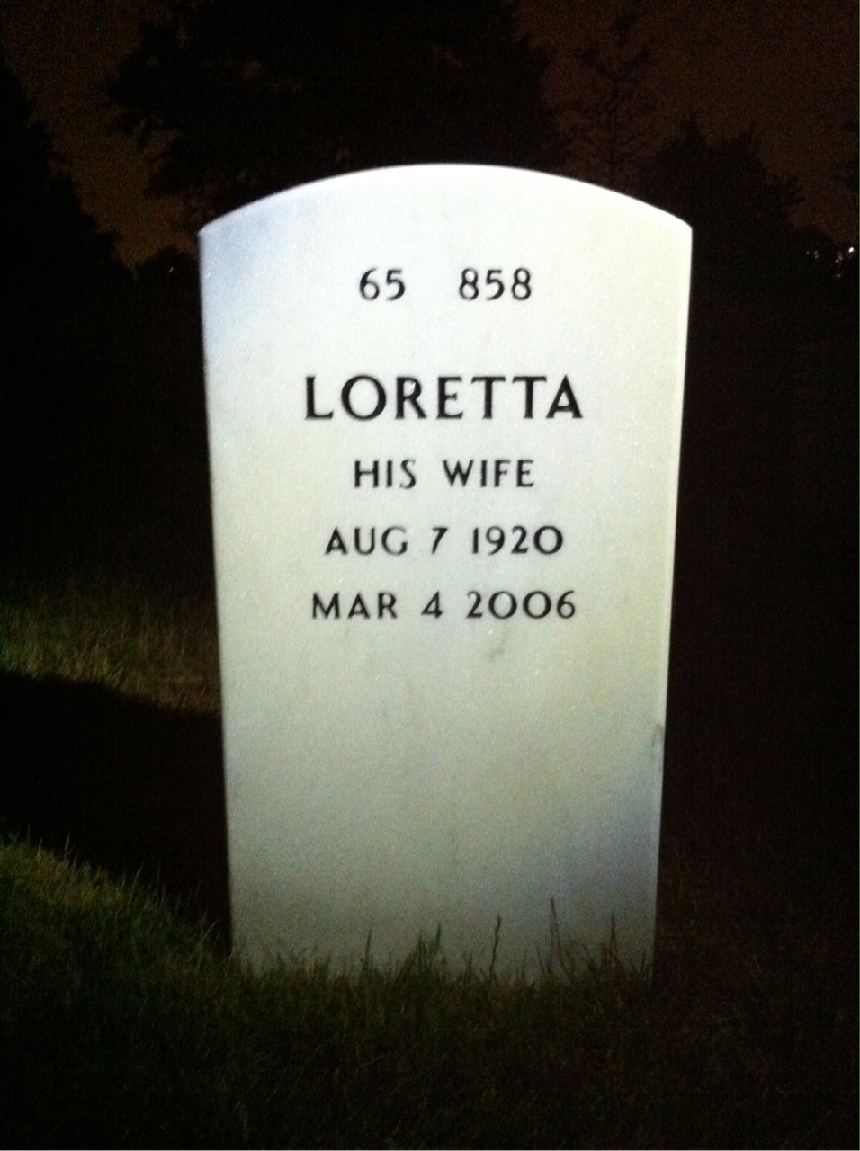 Back of headstone — John Gassner