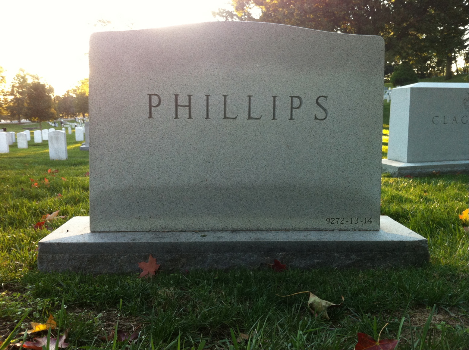 Back of headstone — Thomas A Phillips