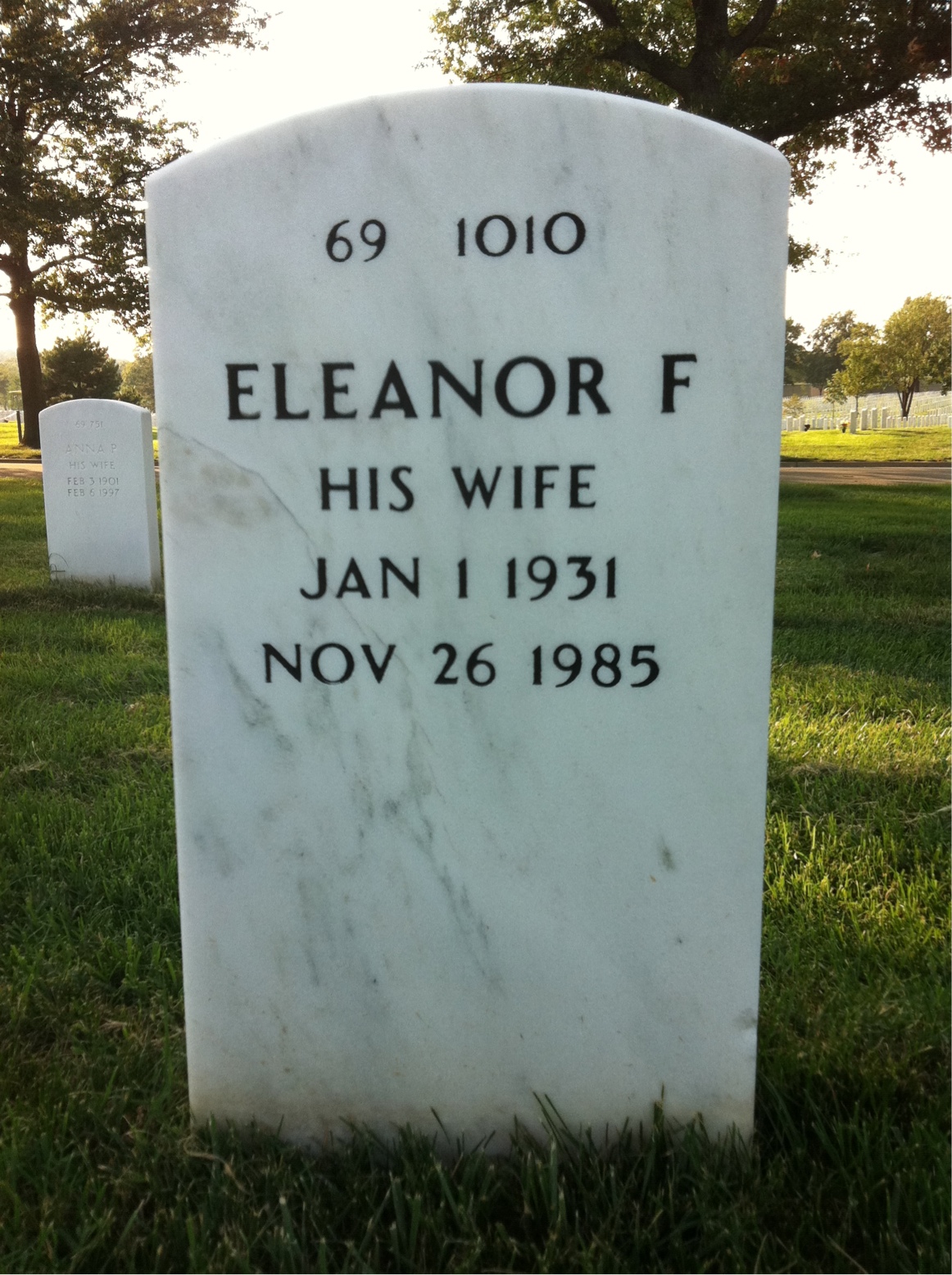 Back of headstone — Eleanor Donnelly