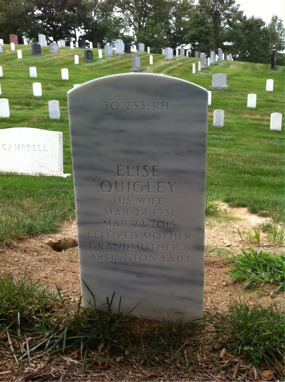 Back of headstone — Robert Chrisco