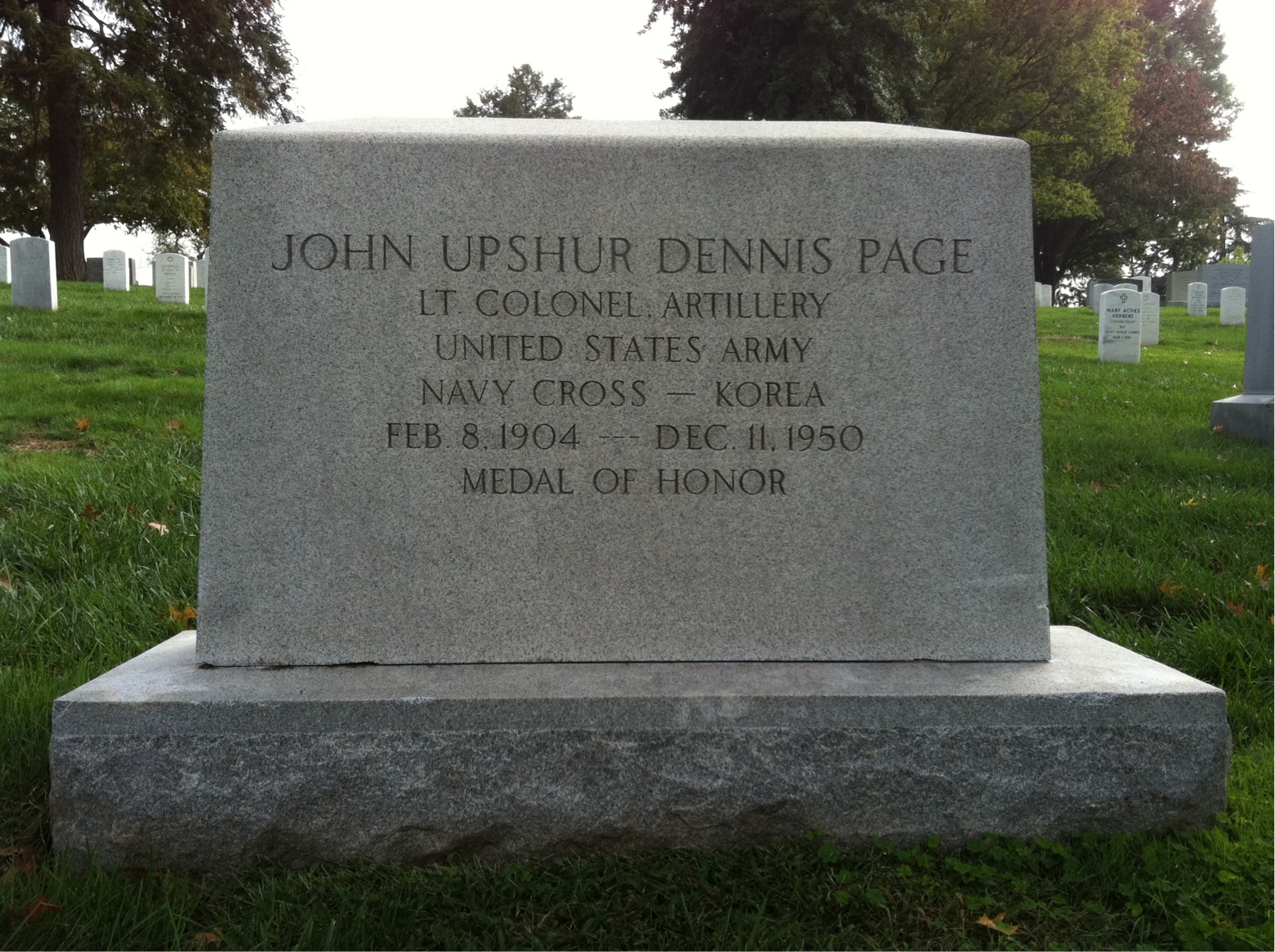Headstone of John T Page