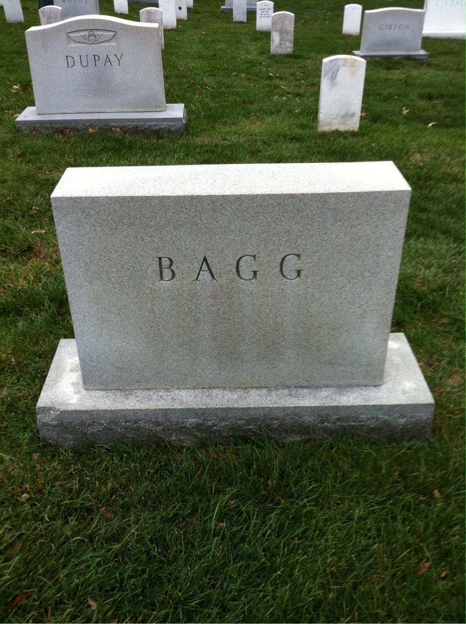 Back of headstone — Homer Bagg