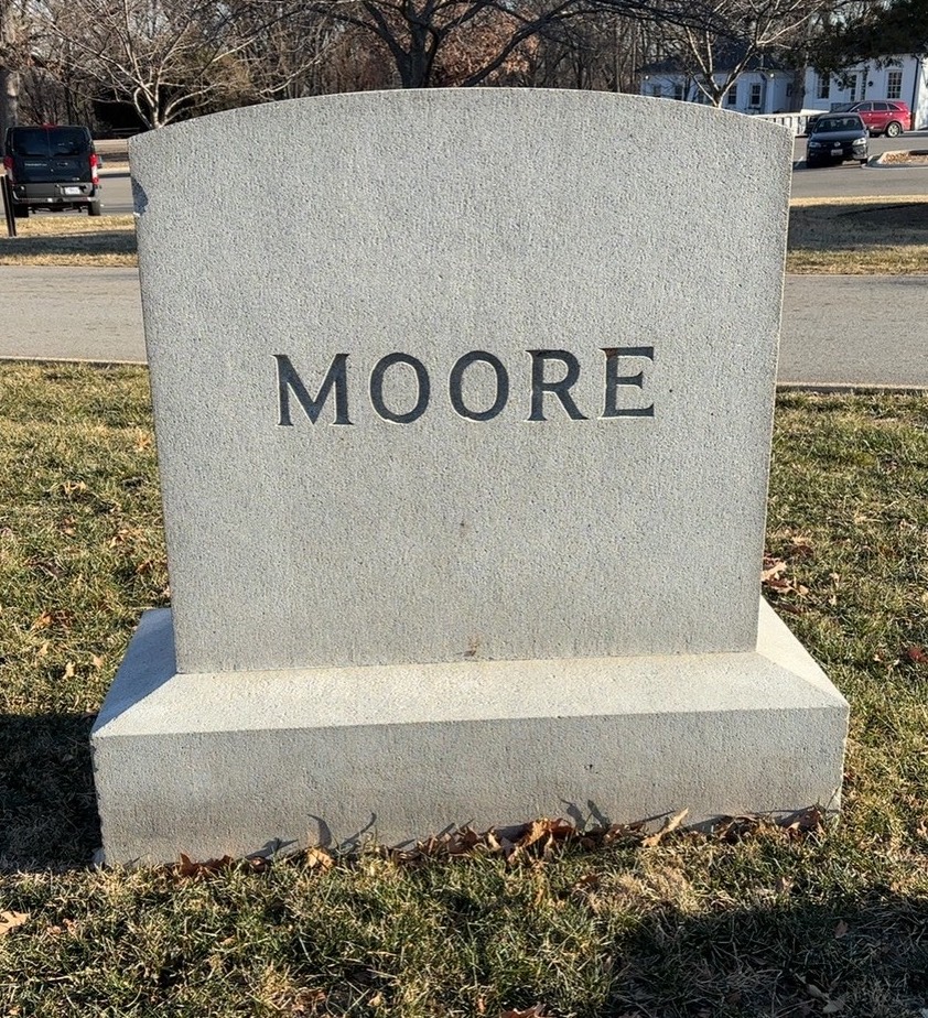 Back of headstone — John Moore