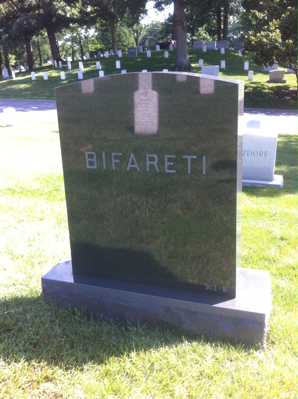 Back of headstone — John Bifareti
