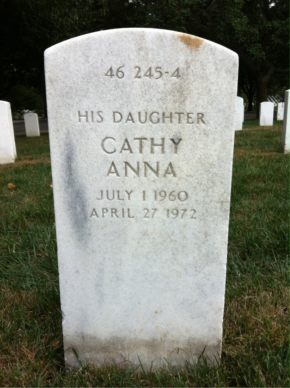 Back of headstone — Cathy Cunningham