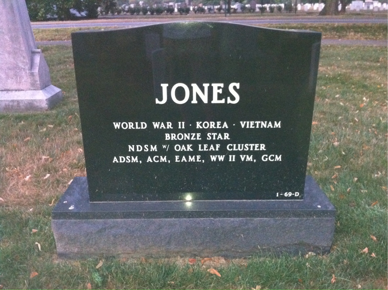Back of headstone — Alfred Jones