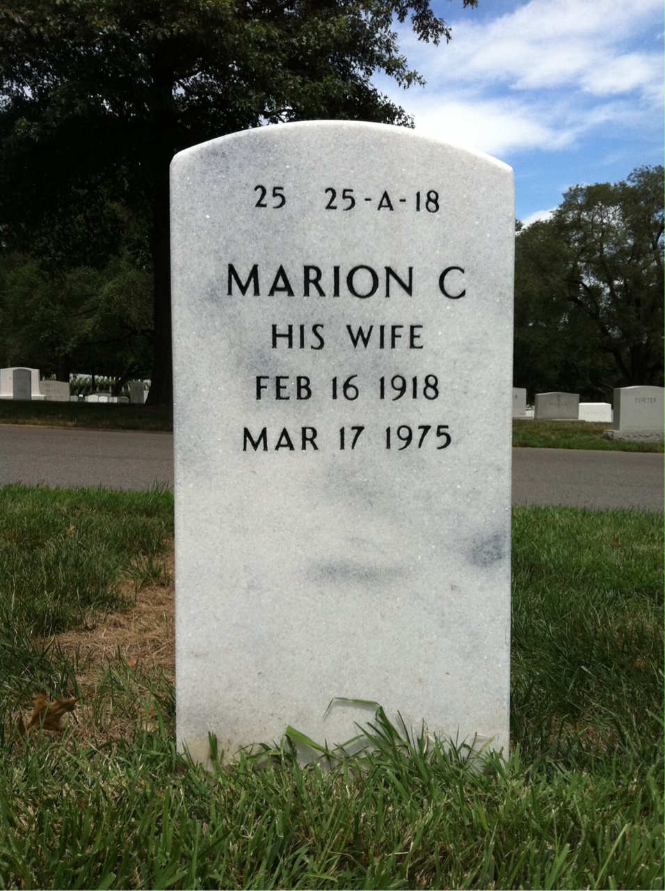 Back of headstone — James Bundy
