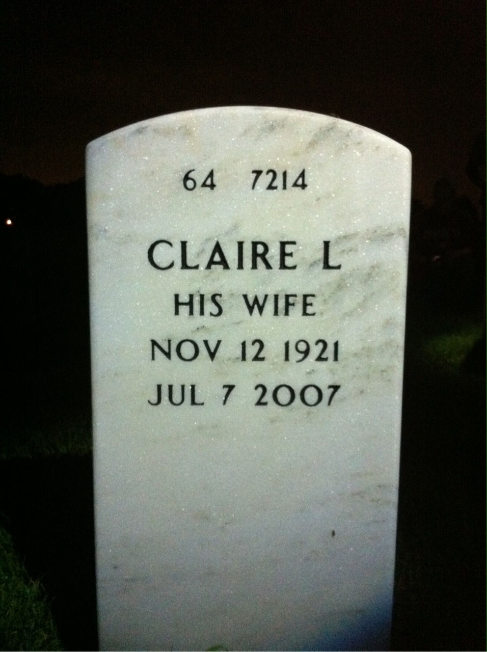 Back of headstone — Leonard Flank