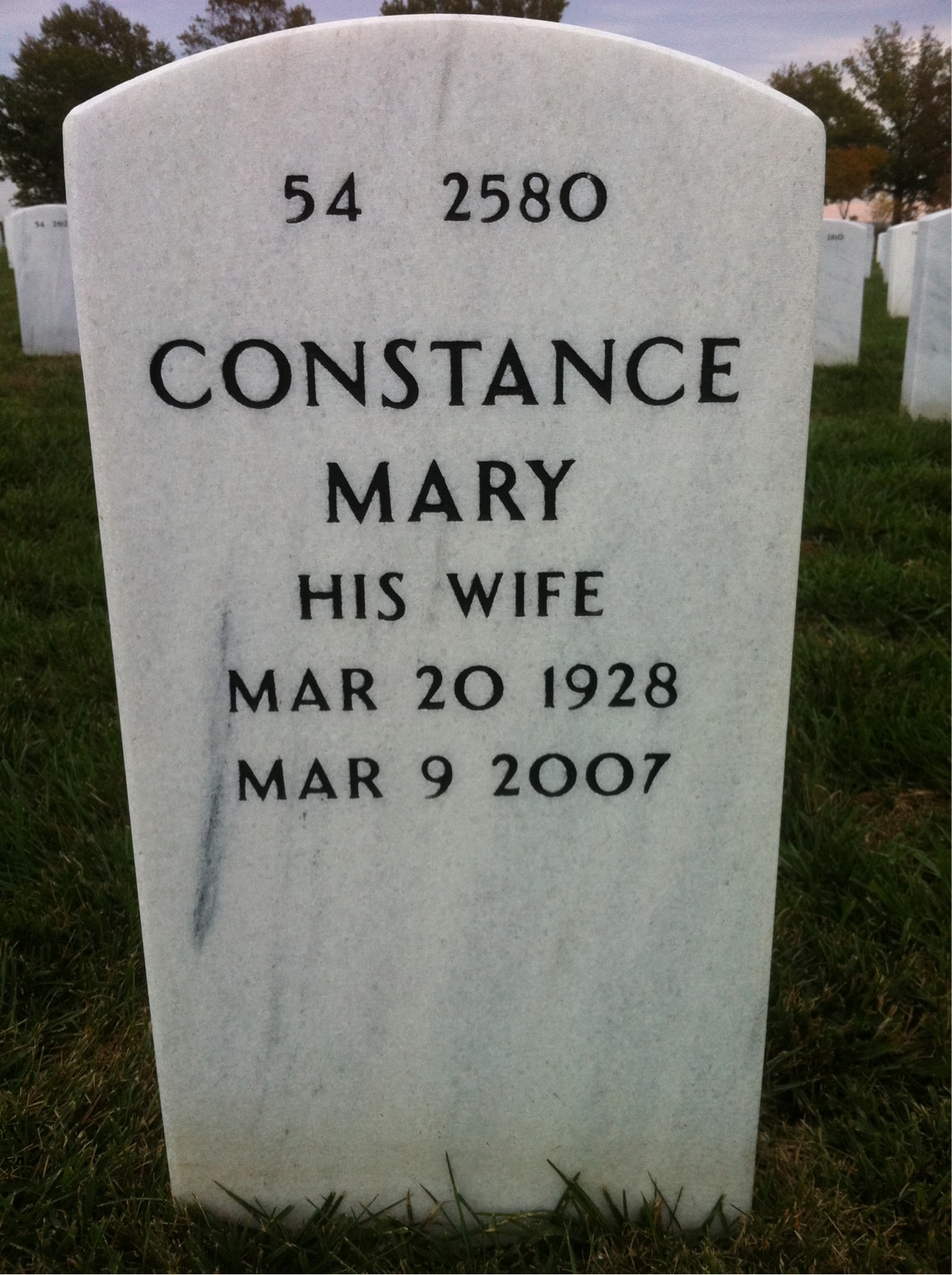 Back of headstone — George A Mack
