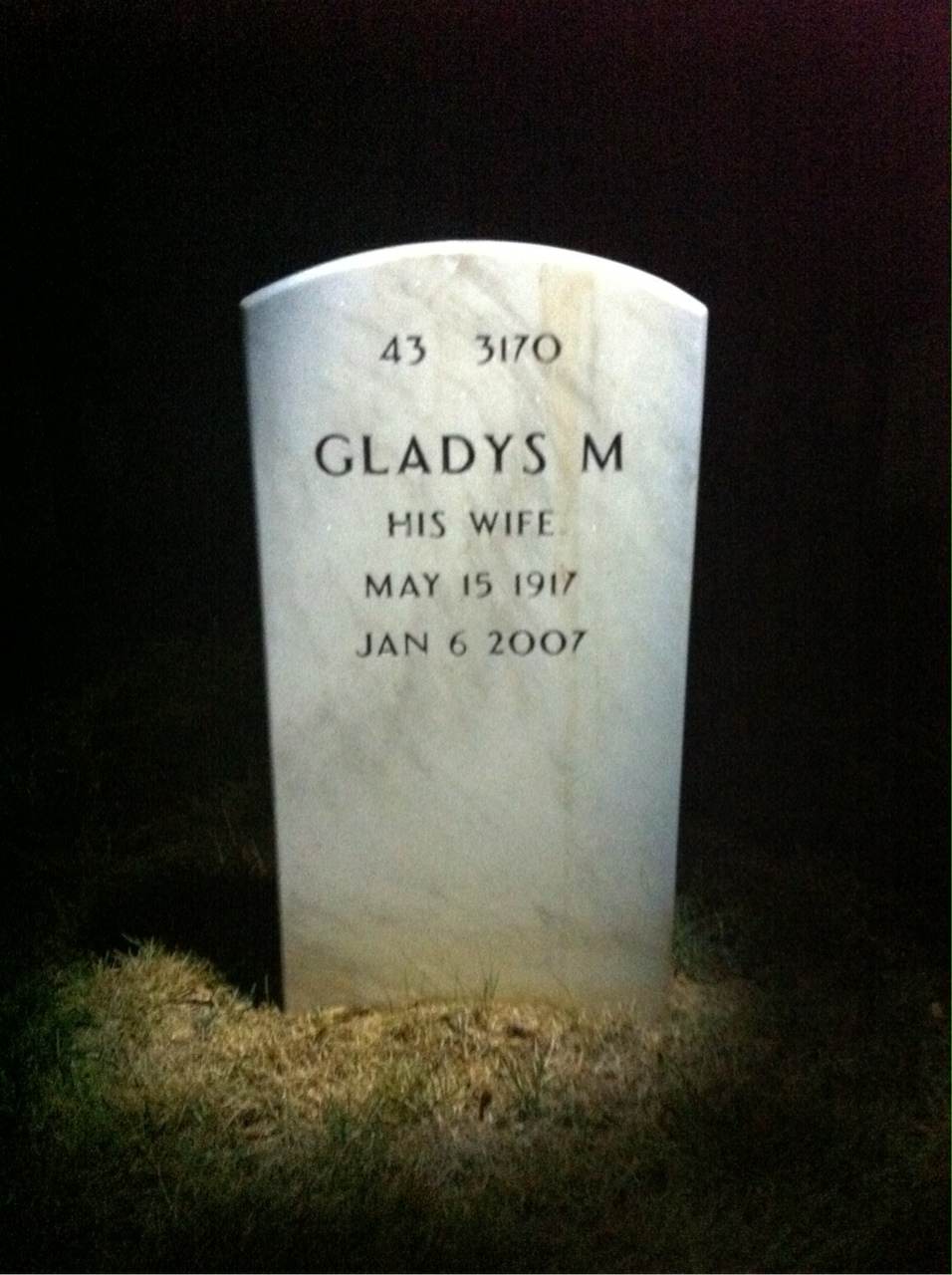 Back of headstone — Race Saunderson
