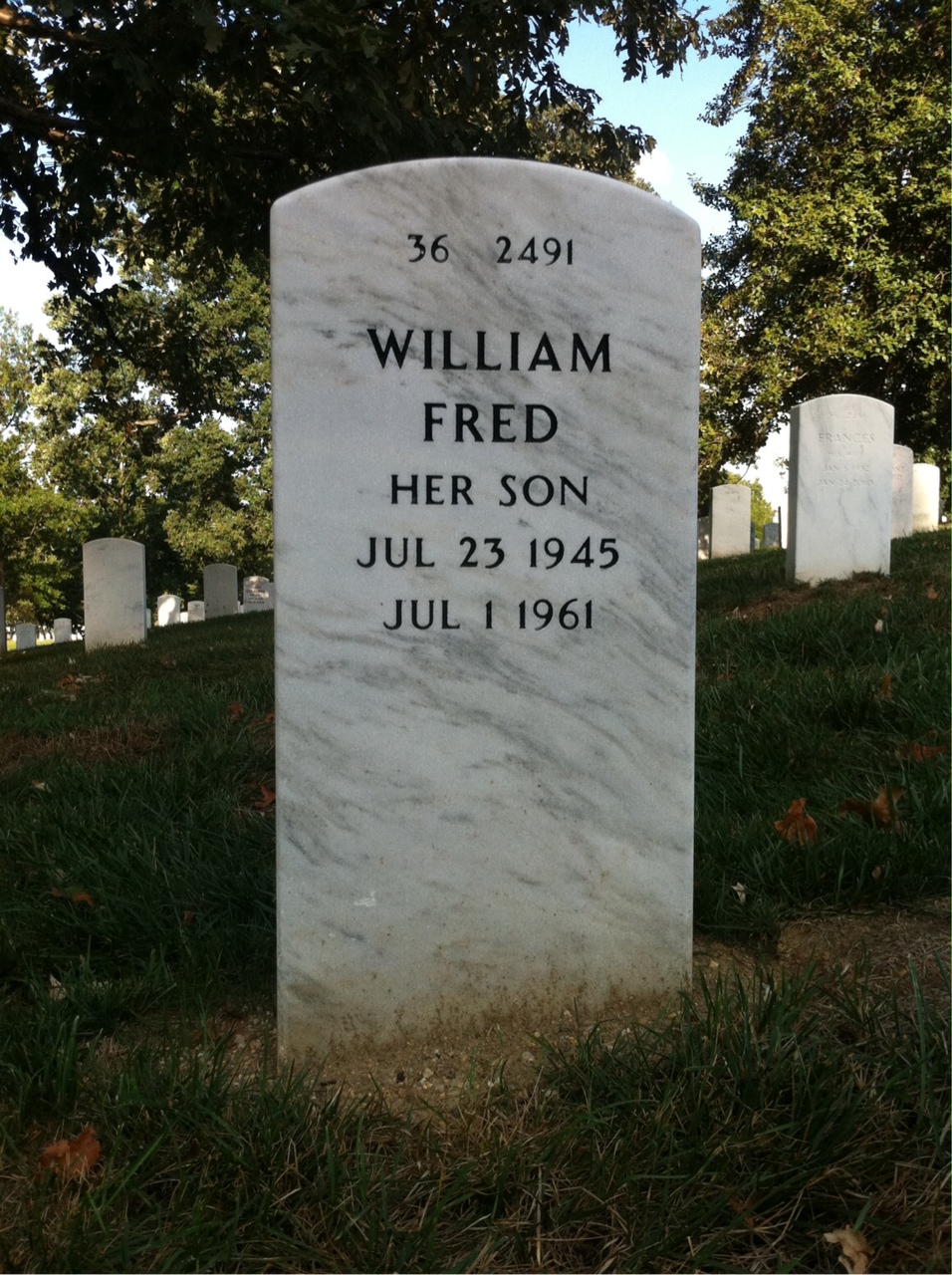 Back of headstone — Wilhelmina Burke