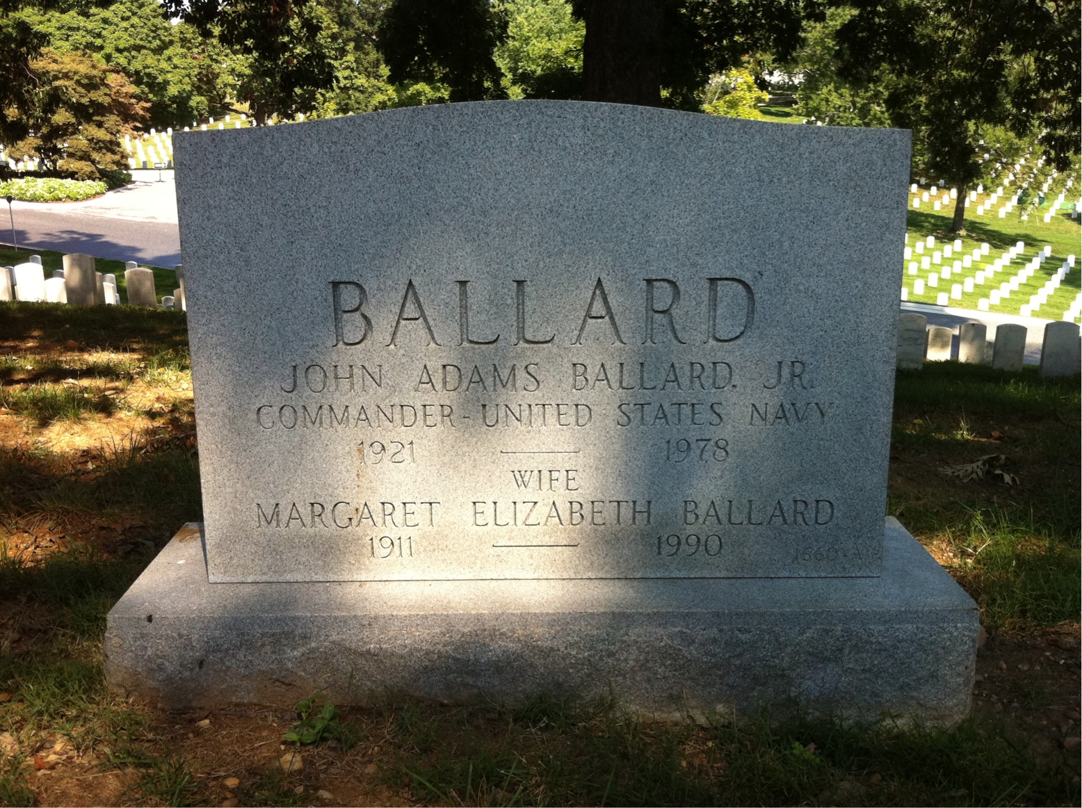 Back of headstone — Elizabeth Ballard