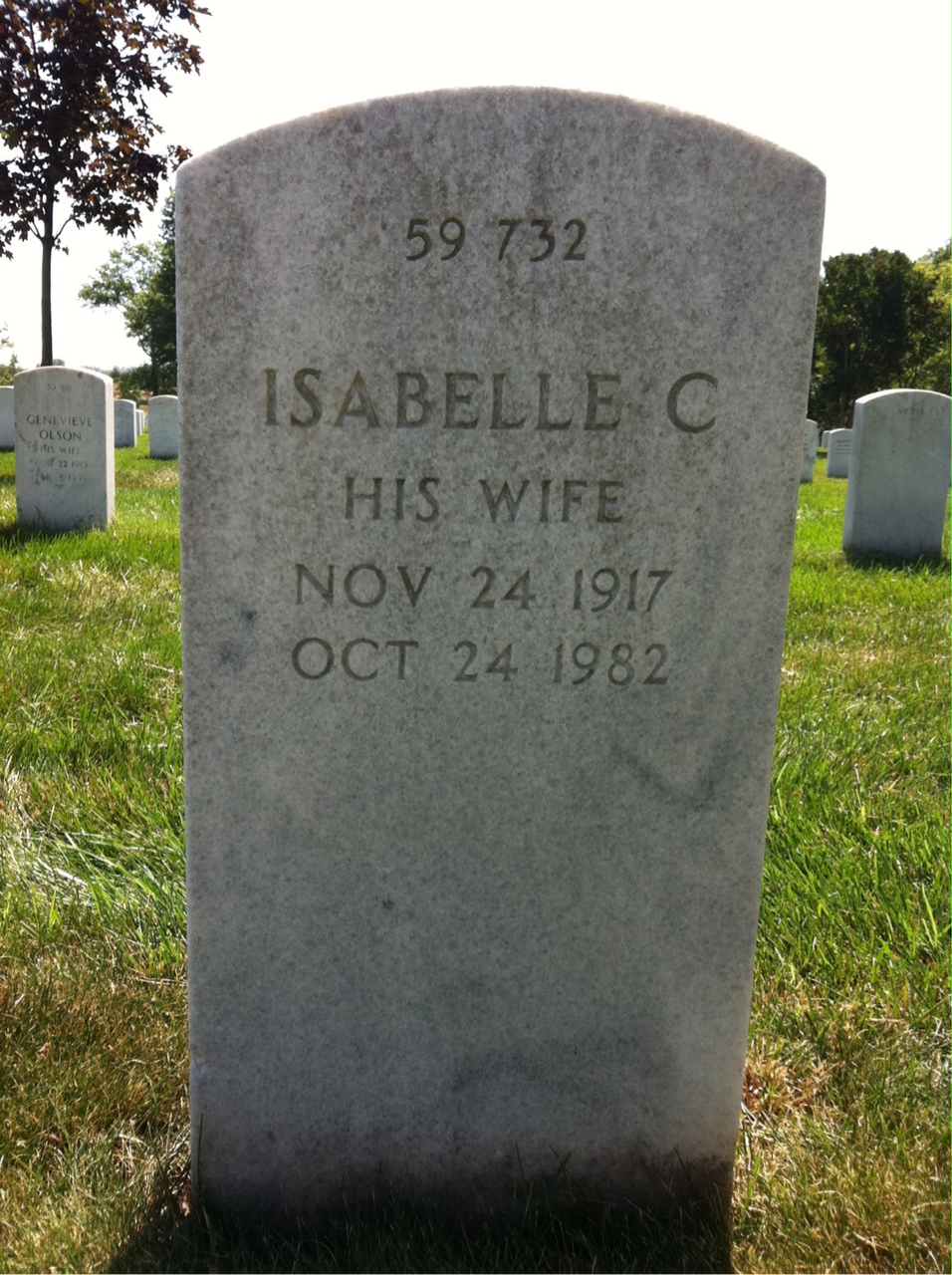 Back of headstone — Isabelle Andrews