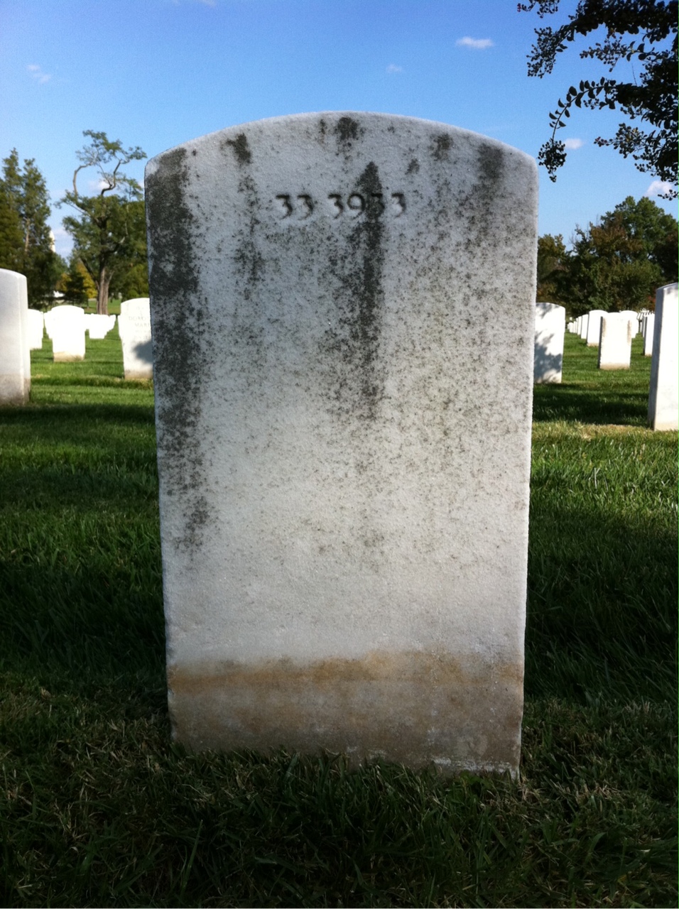 Back of headstone — John Myers