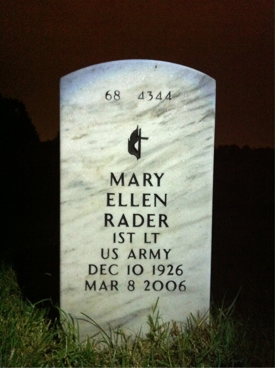 Back of headstone — Donald Rader
