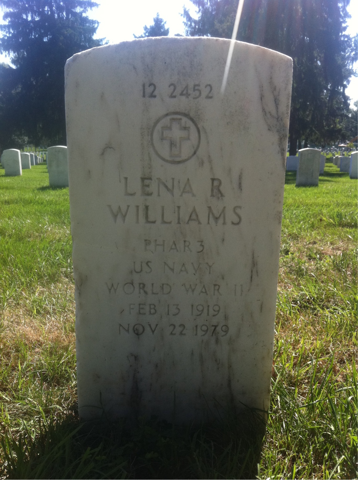 Back of headstone — Lena Rebecca Williams