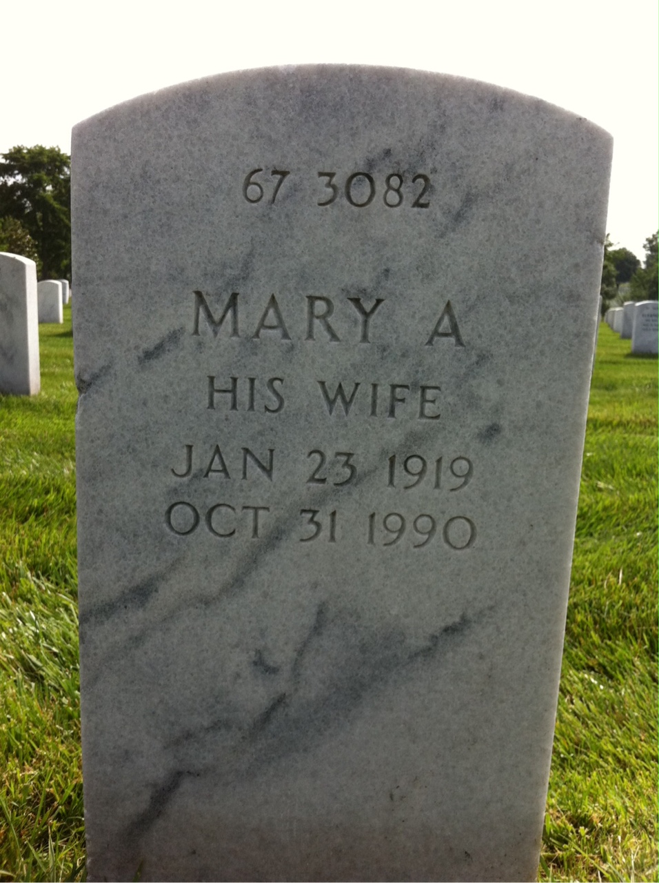 Back of headstone — William L Shaffer
