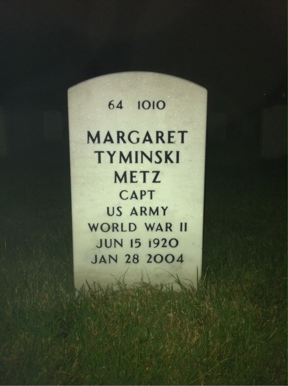 Back of headstone — Margaret Metz