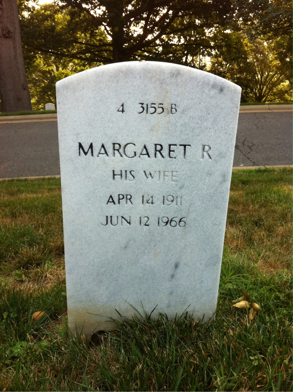 Back of headstone — Wilbur Myers