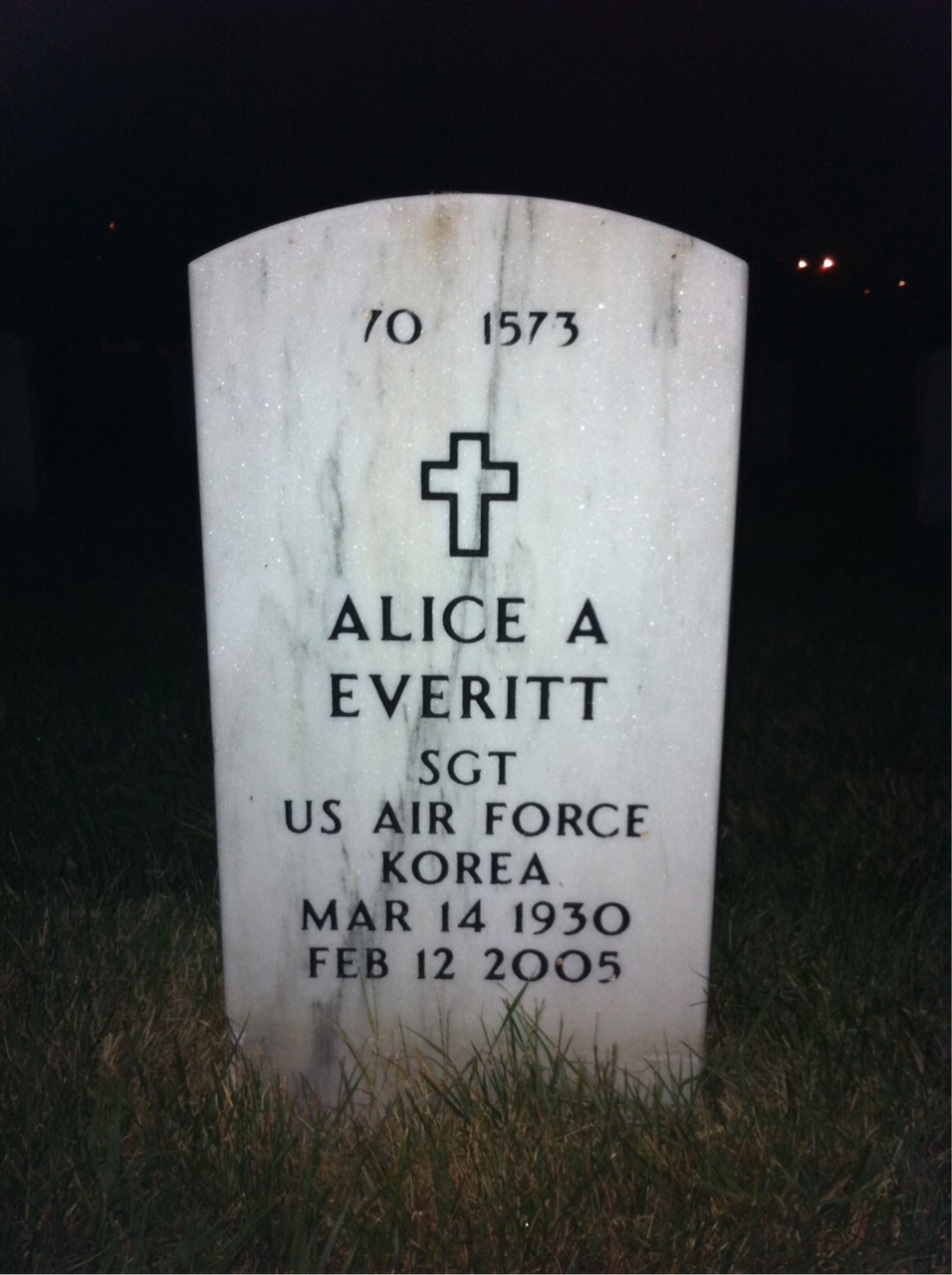 Back of headstone — Alice Everitt