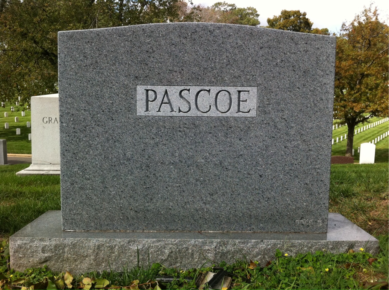 Back of headstone — William Pascoe