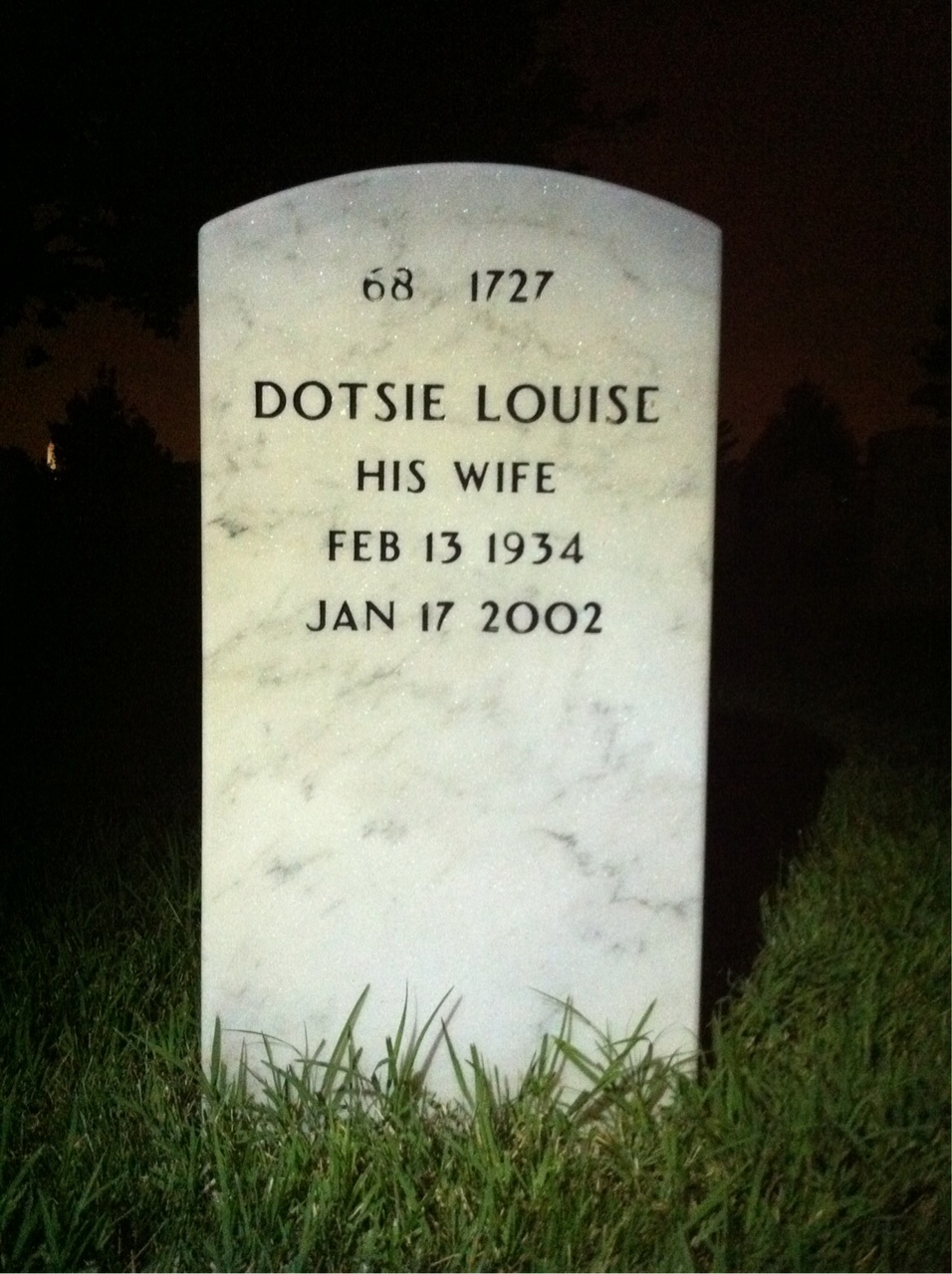 Back of headstone — Ronald Miller