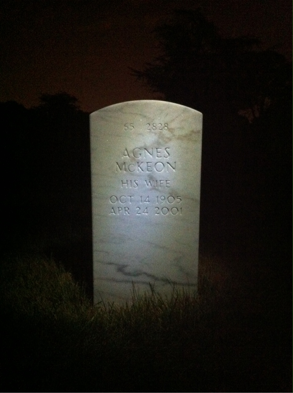 Back of headstone — Agnes Beebe