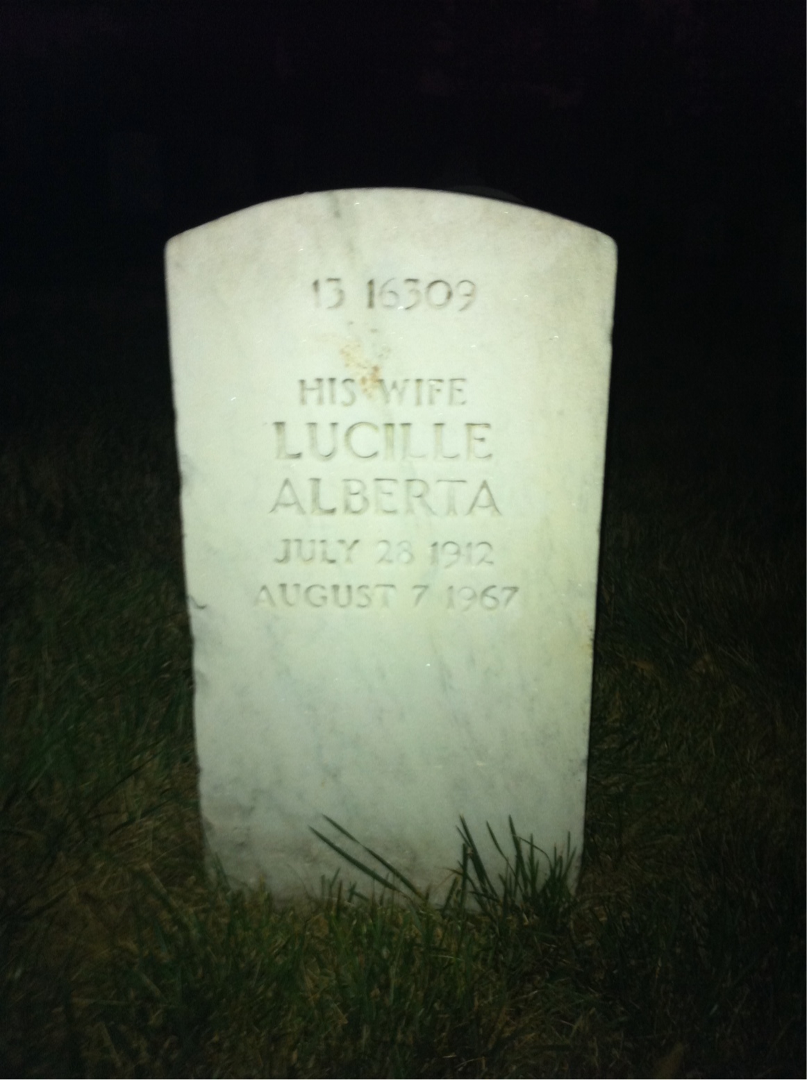 Back of headstone — Lucille Morgan