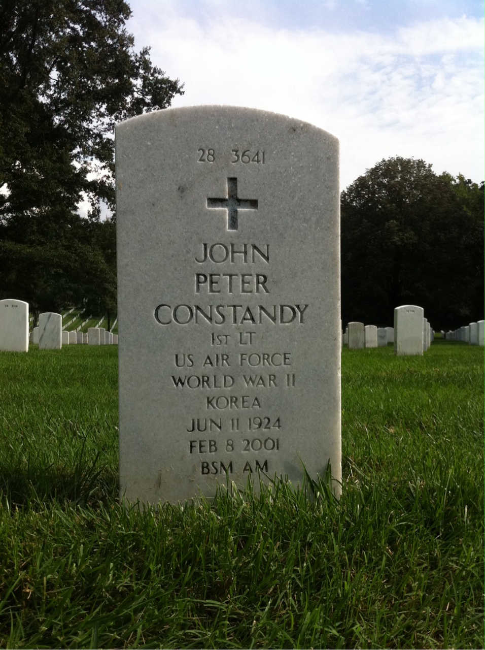 Back of headstone — John Constandy