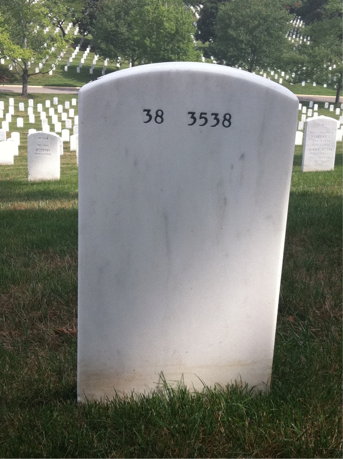 Back of headstone — Anthony Pasquini