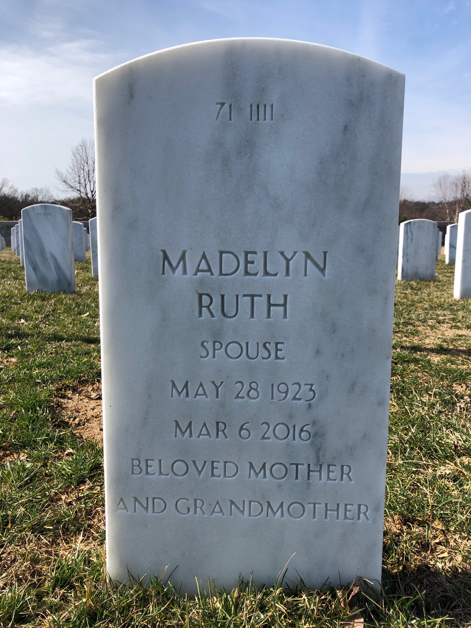Back of headstone — George Middleton