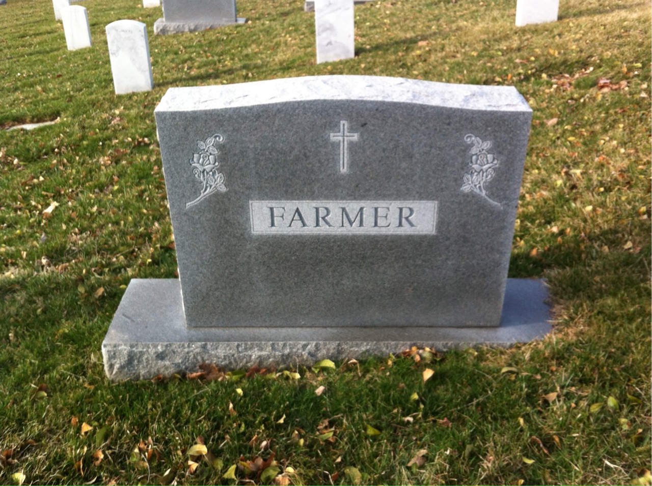 Back of headstone — George D Farmer