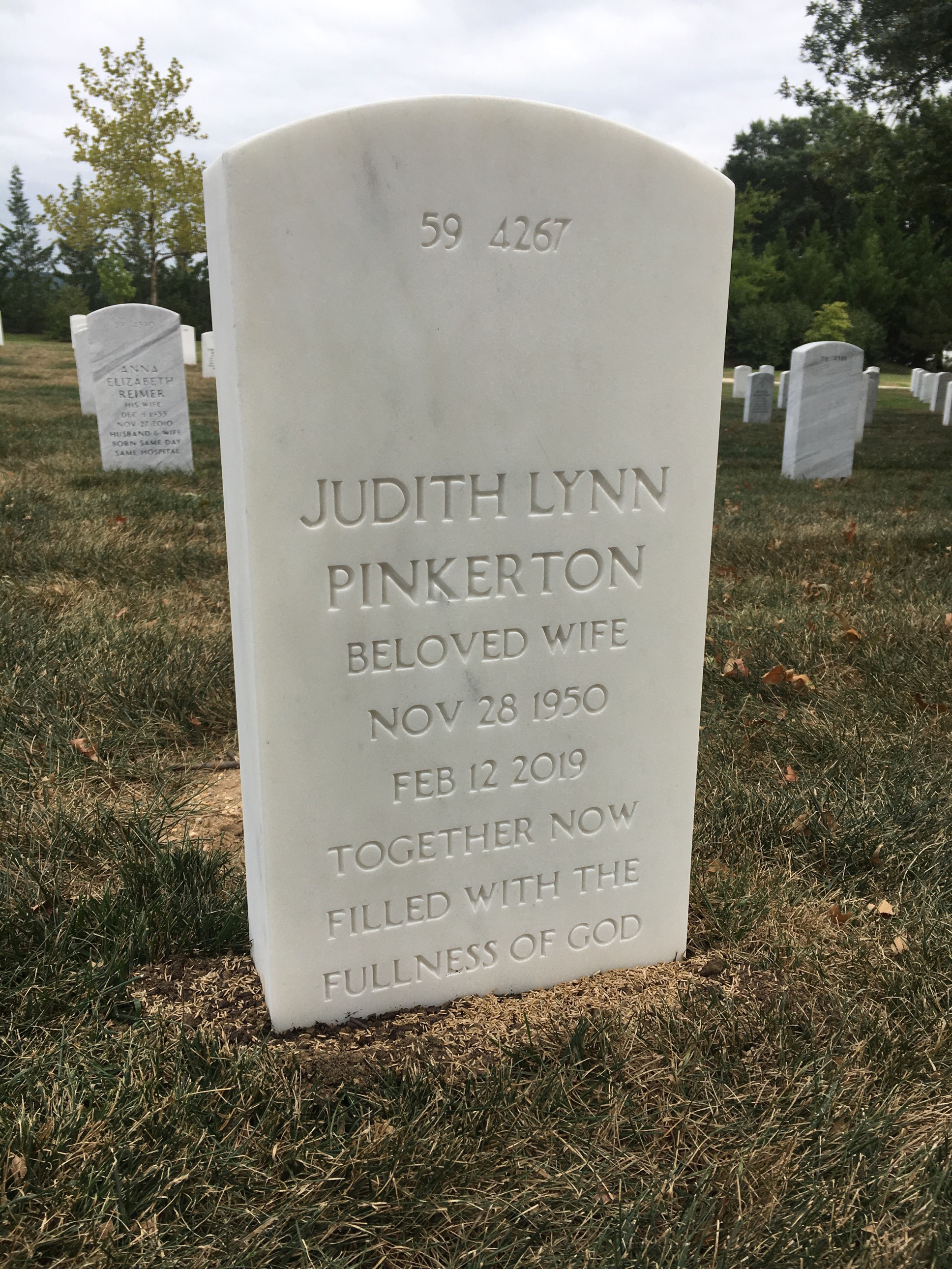 Back of headstone — Walter Emory Pinkerton