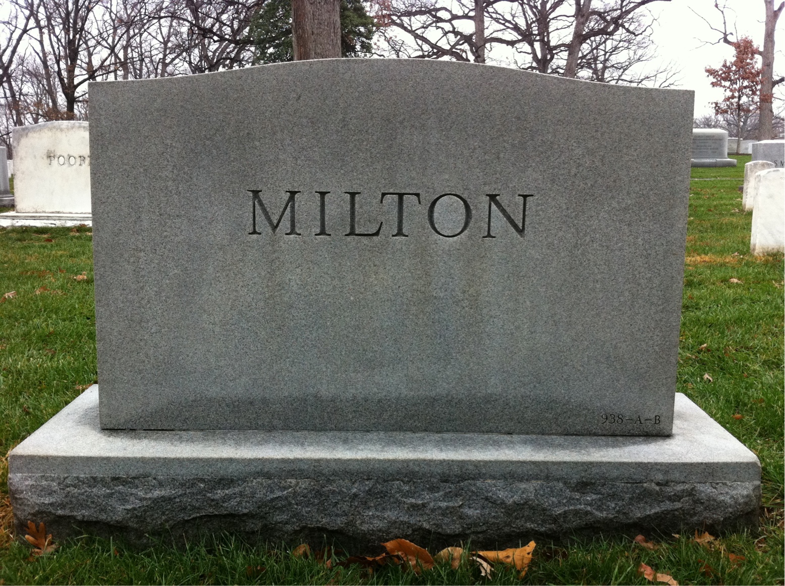 Back of headstone — Helen Milton